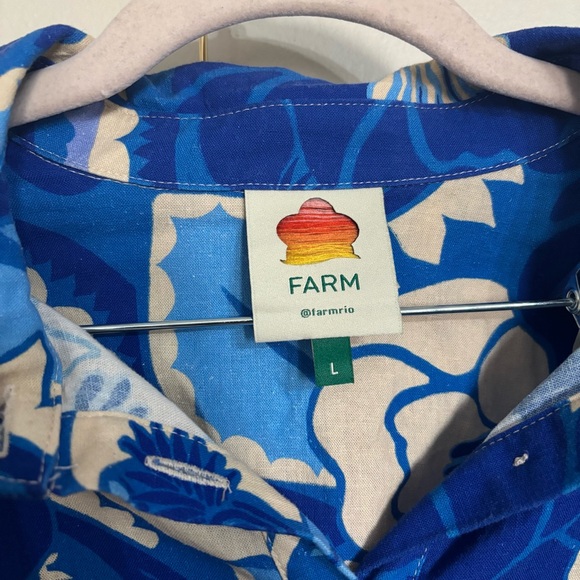 Farm Rio - Tropical Groove Linen Blend Romper size Large - Coastal - Picture 4 of 5